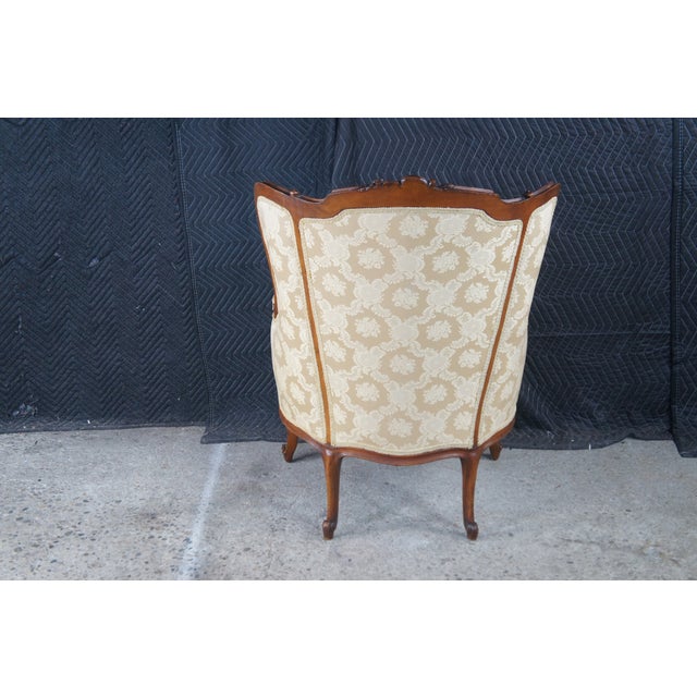2 Antique French Louis XV Walnut Fauteuil Bergere Wingback Armchairs For Sale - Image 17 of 17