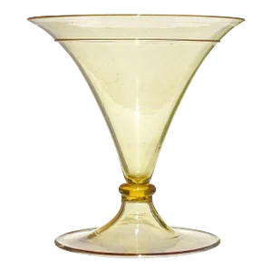 Murano Vittorio Zecchin MVM Capellin Soffiato Straw Yellow Amber Color Antique Italian Art Deco Glass