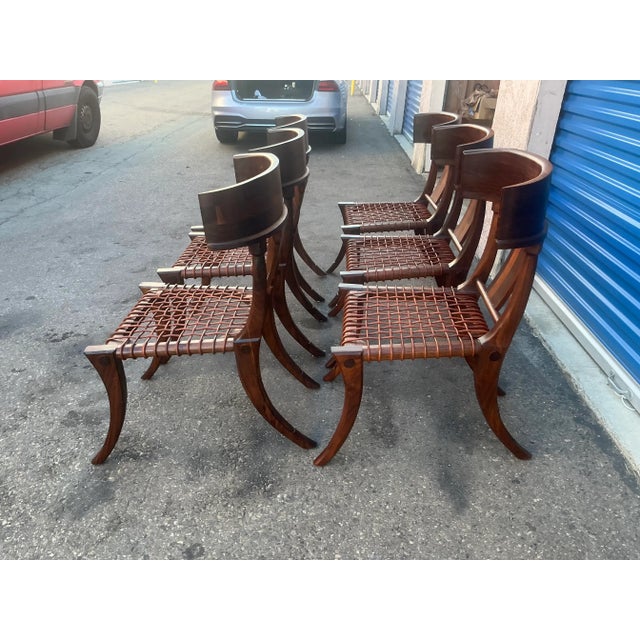 Mid Century Modern Solid Walnut Klismos Dining Chairs For Sale - Image 9 of 14
