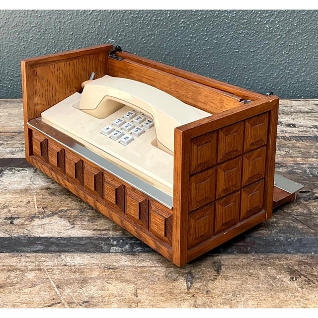 Mid-Century Modern Retro Wood Telephone Box For Sale - Image 3 of 12