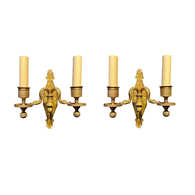 Metal 19th Century French Empire Swan Heads Sconces - a Pair For Sale - Image 7 of 7