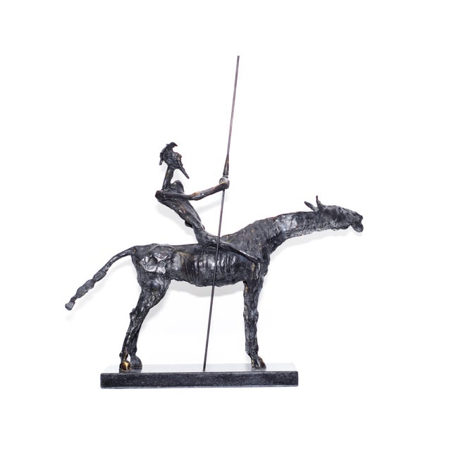 Composition: Don Quixote (on horseback, holding spear); Unique original work, handcrafted, carved, chiseled, patinated,...