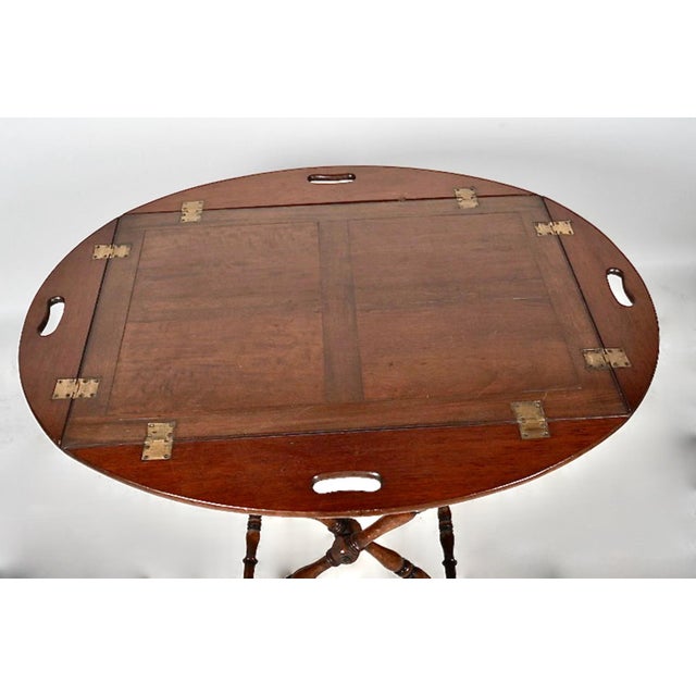 Traditional Georgian Style Butlers Tray and Folding Stand For Sale - Image 3 of 8
