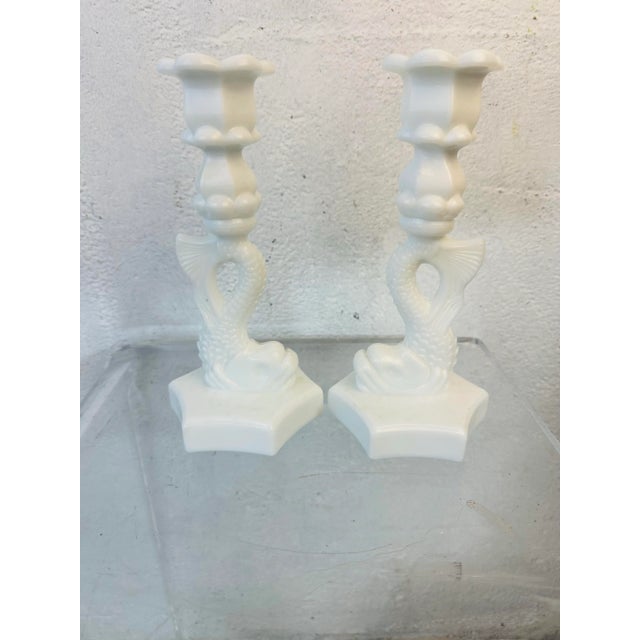 Italian Glass Candlesticks For Sale - Image 4 of 8