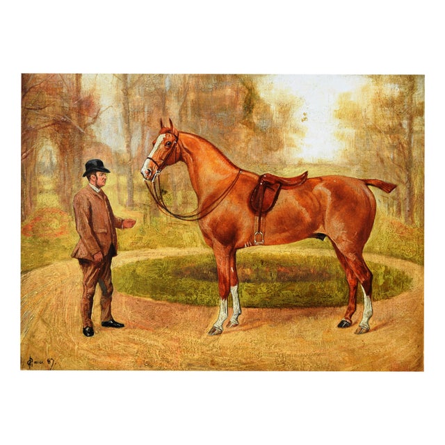 George Paice, Painting Racehorse Mohican, 1887, Framed, 1887, Oil on Board For Sale