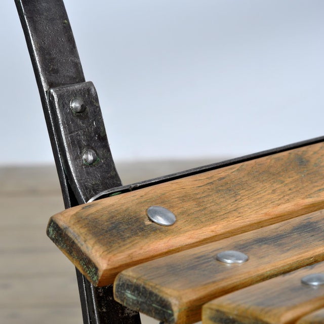 Riveted Iron Park Bench, 1920s For Sale - Image 9 of 13