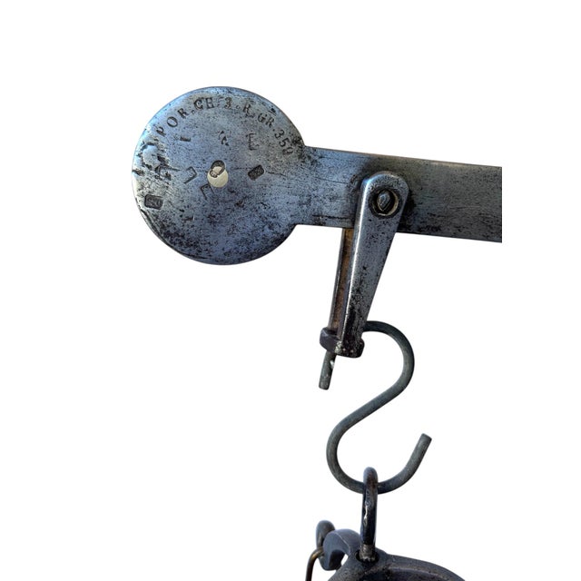 Metal Late 19th Century, Italian, Art Nouveau Style, Antique Brass, Steel and Marble Baker's Scale For Sale - Image 7 of 8