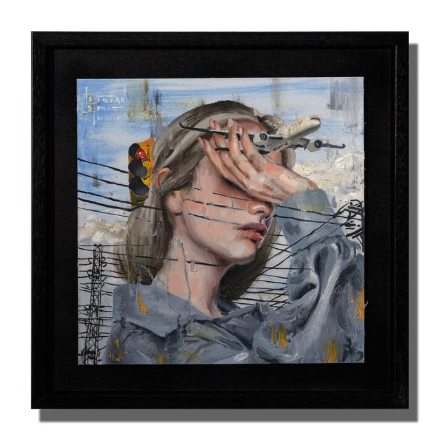 Mixed Signals by Stefan Smit | Oil on Artefex Panel Portrait of a woman with obscured face For Sale - Image 4 of 5
