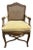 Carved and Caned Fauteuil Chair With Cushion For Sale