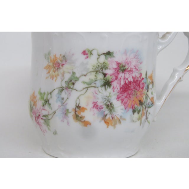 Traditional Mid 20th Century Porcelain Floral Pink Green Shaving Mug Cup 4559b For Sale - Image 3 of 13