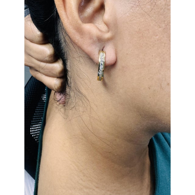 Roshe Jewels Hoop Earrings With Natural Diamonds, 0.75 Carats 14k Yellow Gold, A Pair For Sale - Image 12 of 12