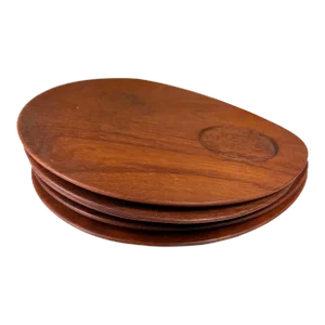 1960s Teakwood Snack Plates Lunning Inc Denmark- Set of 5