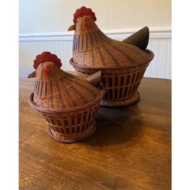 Mid 20th Century Mid 20th Century Boho Shanghai Weave Chicken Baskets For Sale - Image 5 of 12