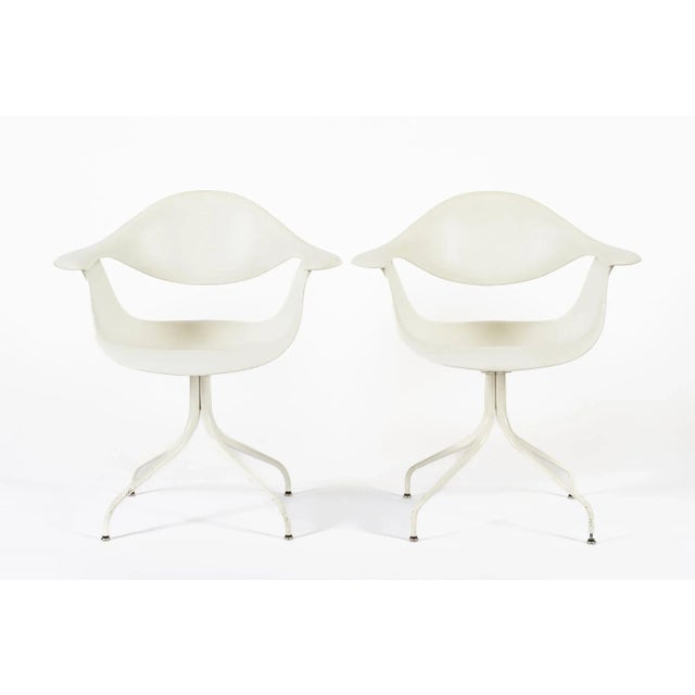 Mid-Century Modern White Mid Century Swag Chairs by George Nelson for Herman Miller For Sale - Image 3 of 13