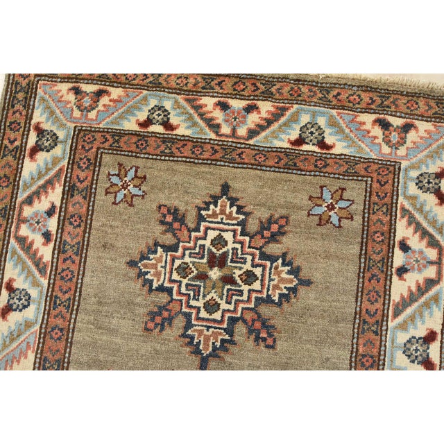 Kazak Runner 2’9” X 7’10” Brown Wool Tribal Hand-Knotted Oriental Rug For Sale In Philadelphia - Image 6 of 12