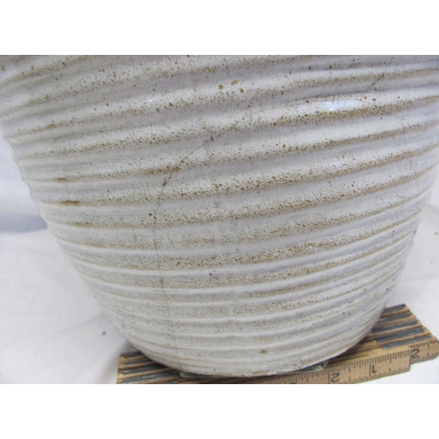 Mid 20th Century Zanesville Ovoid Ribbed Vase "Homespun" "Stoneage" 20