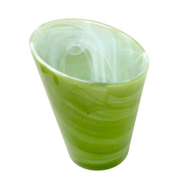 Sea Glasbruk "Candy" Vase in Green and White Glass For Sale In Los Angeles - Image 6 of 8