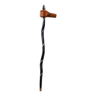 American Folk Art Snake and Hand Cane, 20th Century For Sale