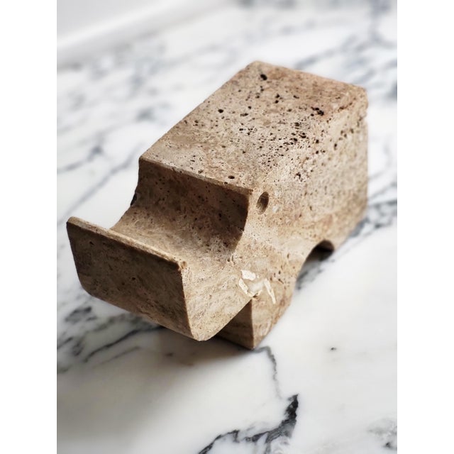 Beautiful brutalist travertine rhino rendered in stunning simplicity by iconic designer Enzo Mari, for Frattelli Mannelli,...