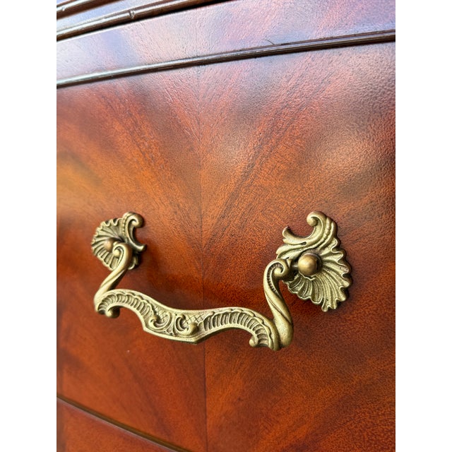 Brown Early 20th Century Romweber Flame Mahogany Swan Carved 9 Drawer Dresser - Newly Refinished For Sale - Image 8 of 12