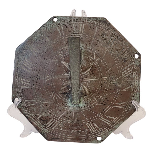Sundial in Patinated and Engraved Bronze, 1720 For Sale