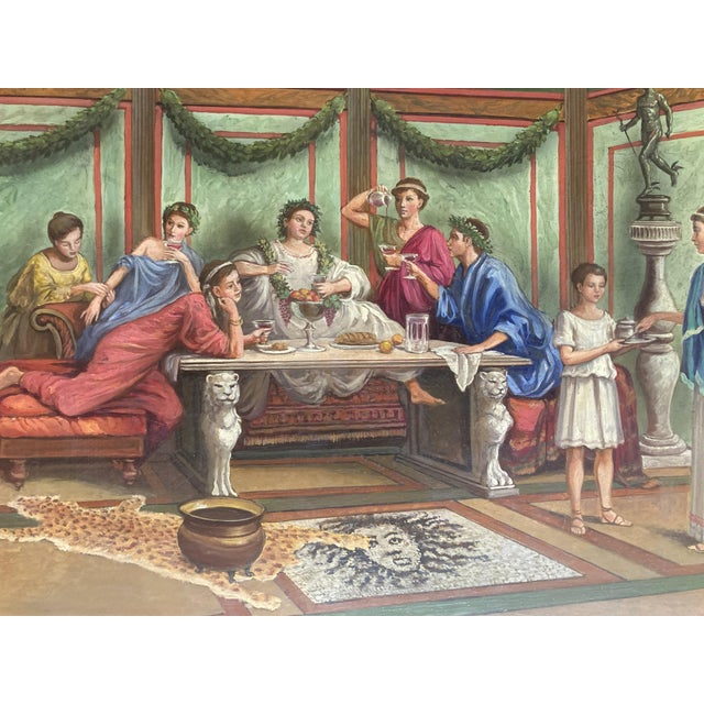 19th Century Italian Oil on Alabaster Painting Pompeian Interior Scene in Ormolu For Sale - Image 15 of 18