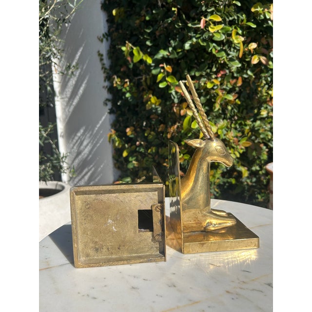 Vintage Brass Antelope Bookends – Pair For Sale - Image 13 of 15