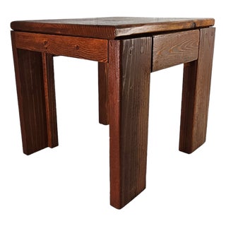 Vintage Pine Step Stool Side Table , 12" H For Sale