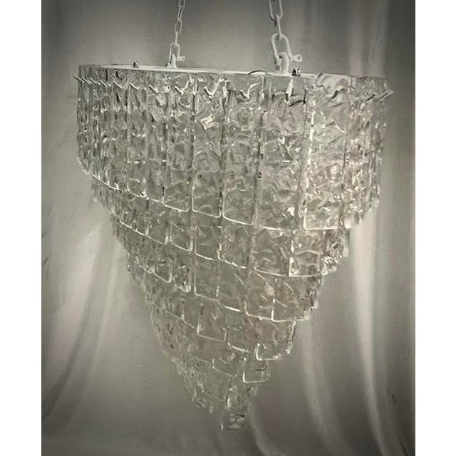 White Murano Art Glass Chandelier, 2000 For Sale - Image 8 of 11