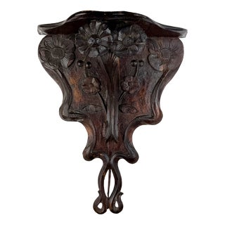 Antique Italian Liberty Art Nouveau Wall Shelf in Carved Wood, 1890s For Sale