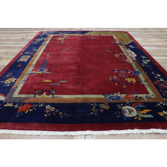 Textile Antique Chinese Art Deco Rug - 08'10 x 11'06 For Sale - Image 7 of 8