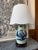 Antique Chinese celadon glazed lamp with hand painted design. Vase converted to a lamp with lion-style handles and...