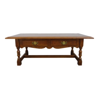 Traditional Ethan Allen Maple Two Drawer Coffee Table For Sale
