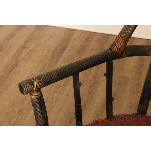 Palecek Adirondack Style Bamboo and Woven Rattan Armchair For Sale In Philadelphia - Image 6 of 13