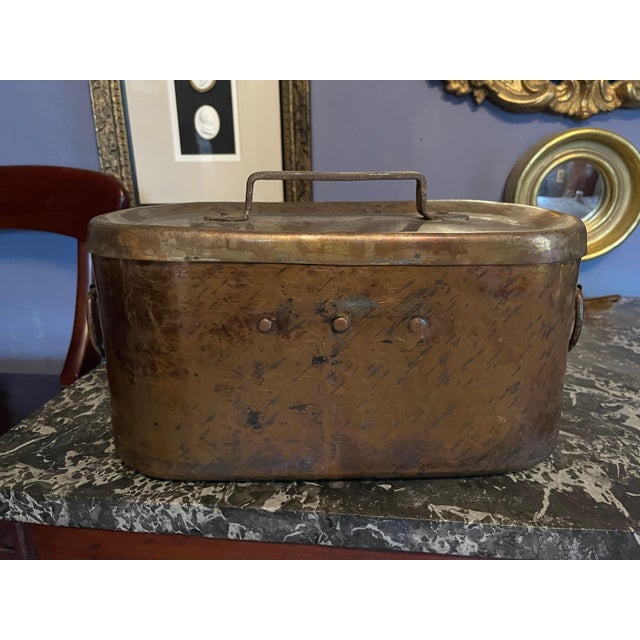 French Copper Fish Kettle, Poissoniere, or Container with handles, 19th Century. Lid with handle included