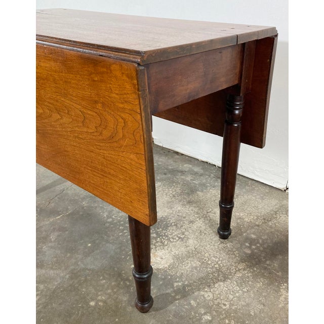 Vintage Early American Solid Wood Drop Leaf Table For Sale - Image 9 of 9