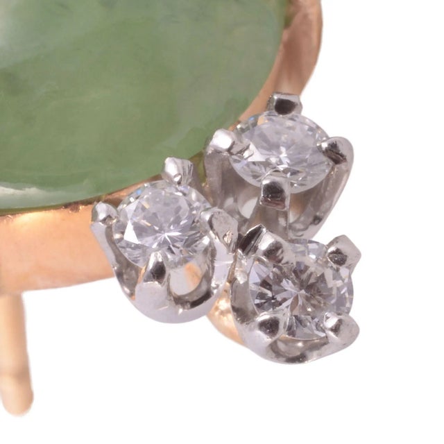 Contemporary Early 21st Century Oval Jade Earrings - 2 Pieces For Sale - Image 3 of 4