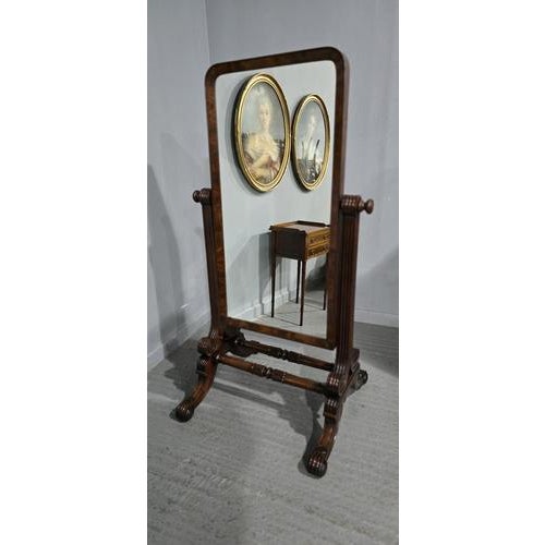 Regency Mahogany Cheval Mirror For Sale - Image 11 of 16