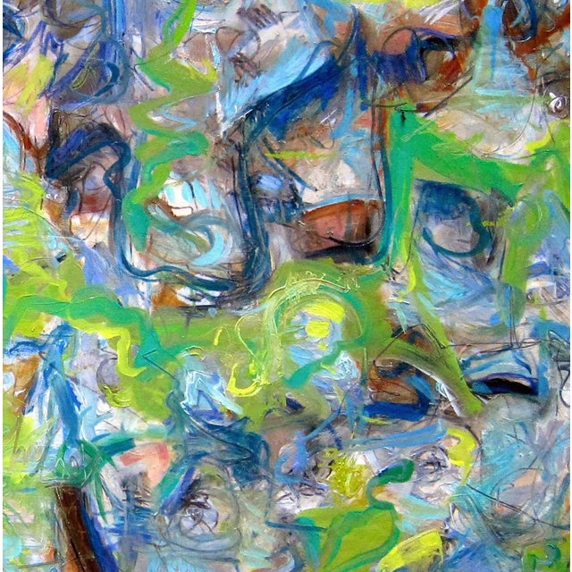 "Amazon" is an extra-large abstract expressionist oil painting on canvas by popular artist, Trixie Pitts. The vibrant...