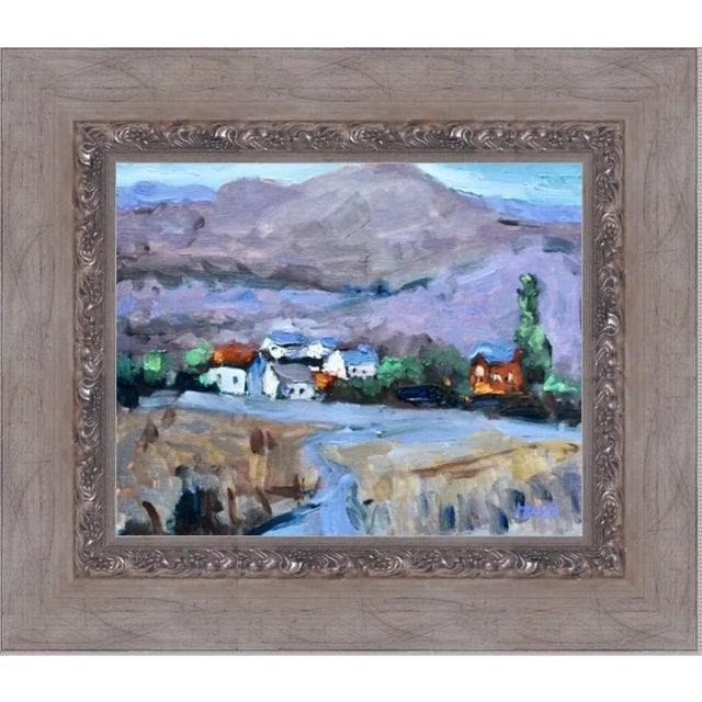 Textile Virginia City With View of Hills Landscape Oil Painting by Haas For Sale - Image 7 of 10