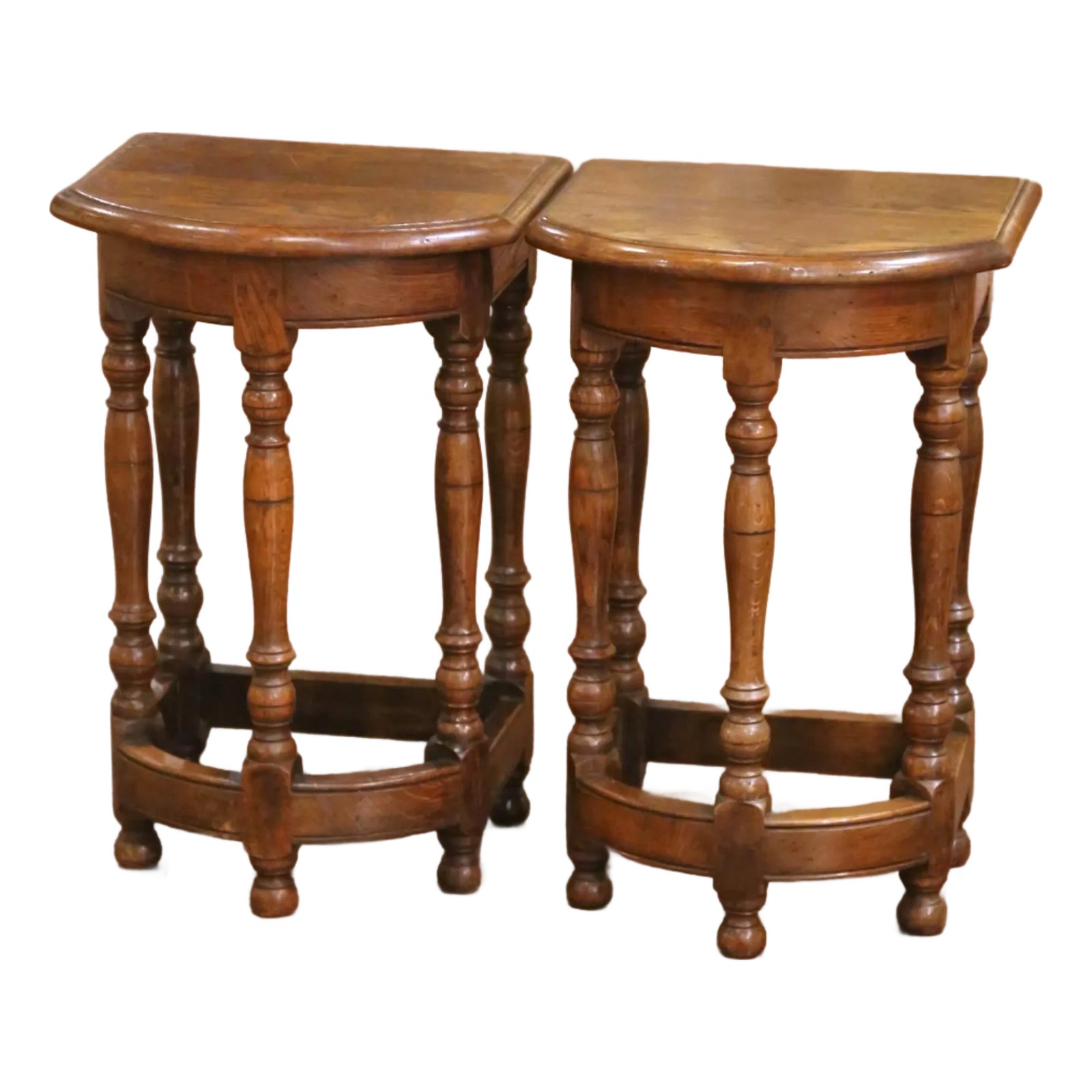 Pair of Early 20th Century French Louis XIII Oak Bow-Front Side Tables ...