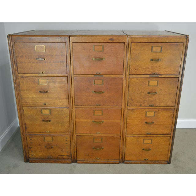Library Bureau Solemakers Antique Oak 3 Section 12 Drawer File