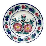 French Faience Floral Plate Henriot Quimper Circa 1950 For Sale