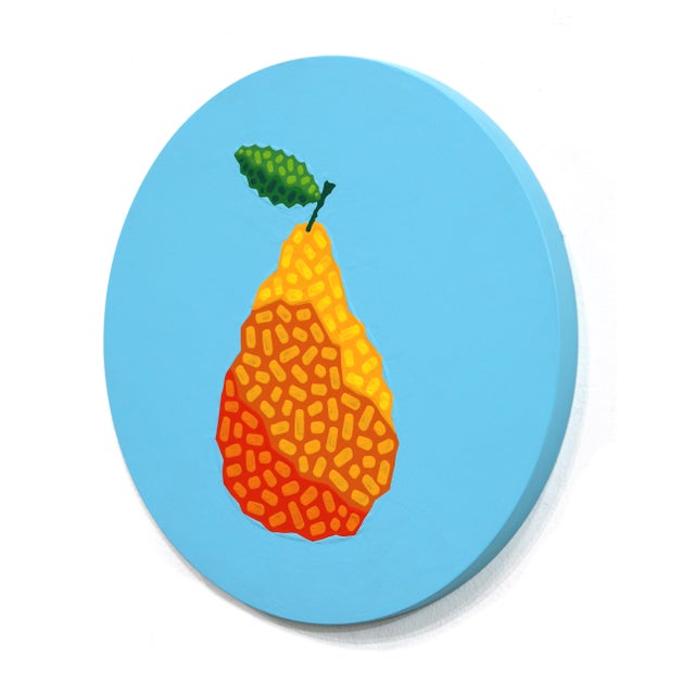 Art Deco Circle Tangelo - Vibrant Abstract Fruit Still Life Painting on Panel - Original Artwork by Will Beger For Sale - Image 3 of 9
