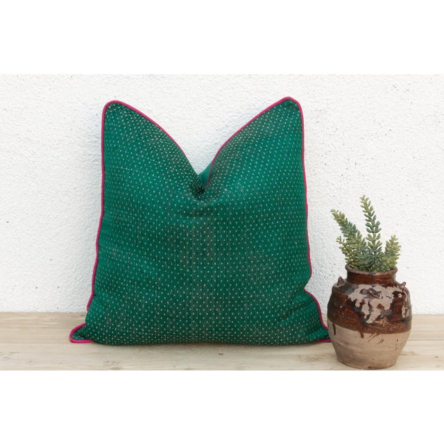 Vanna Green Dotted Ahir Handloom Pillow For Sale In Los Angeles - Image 6 of 6