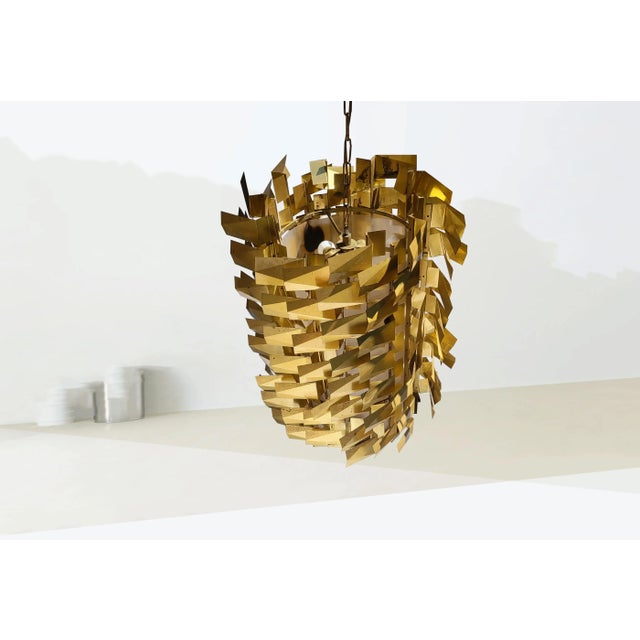 Rare George Nelson 1964 Monumental Cylindrical Metalites Satin Brass Pendant Light Chandelier For Sale - Image 9 of 13
