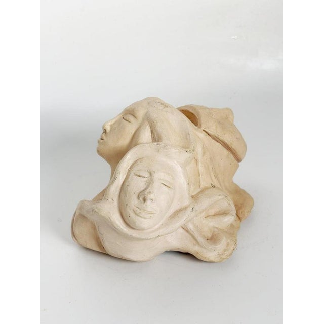 Beige Raw Clay Sculpture with Faces, France, 1980s For Sale - Image 8 of 10