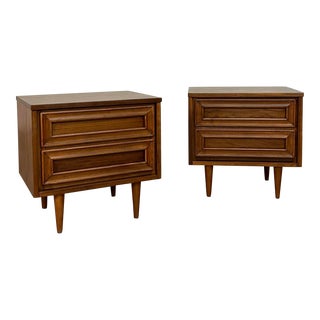 1960s Mid Century Walnut Nightstands - Pair For Sale