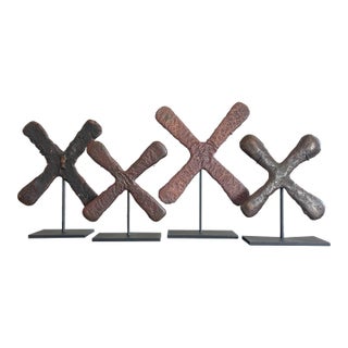 Antique African Katanga Currency Crosses- a Set of 4 For Sale