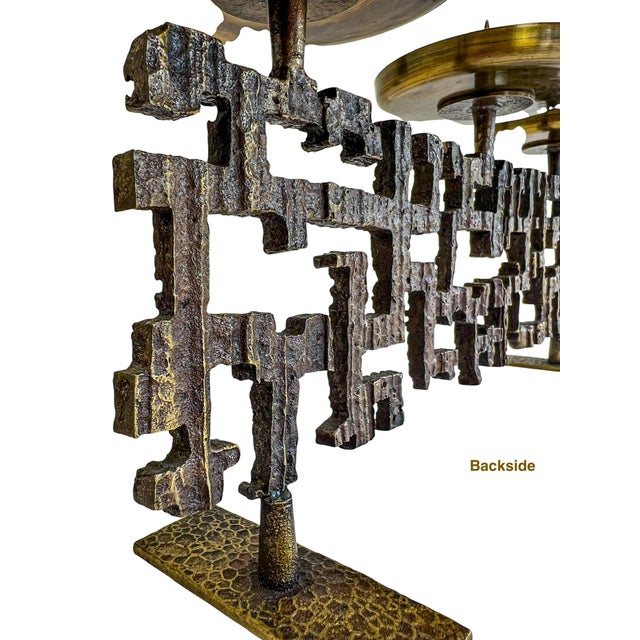 Brutalist Geometrically Sculptural Bronze Candleholder, 1970s For Sale - Image 11 of 14